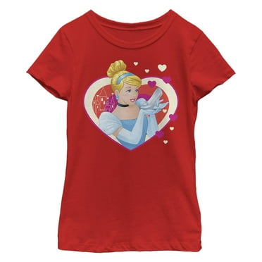 Girl's Cinderella Valentine Glass Slipper  Graphic T-Shirt