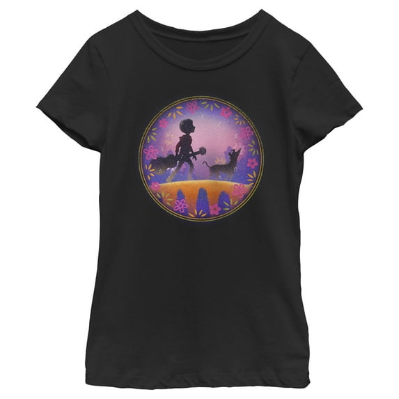 Girl's Coco Bridge to Land of the Dead Silhouette Graphic Tee Black X Large