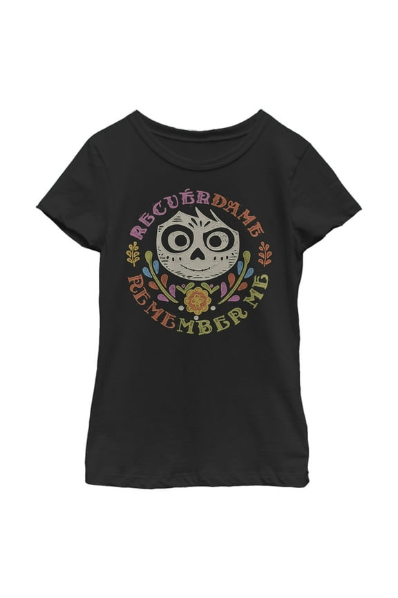Girl's Coco Remember Me Miguel Emblem  Graphic Tee Black Medium