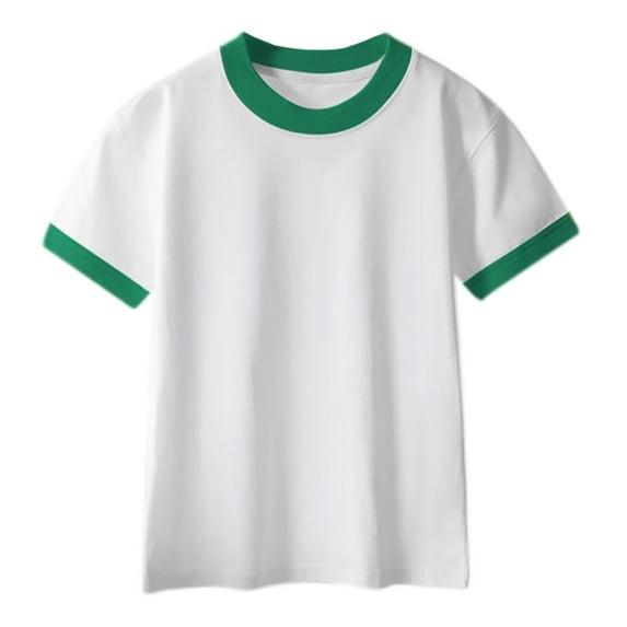 Girl's Cotton T-shirt Patchwork Short Sleeved Summer Tees Tops Kids Lightweight Comfortable Casual Loose Cute Tee Shirts