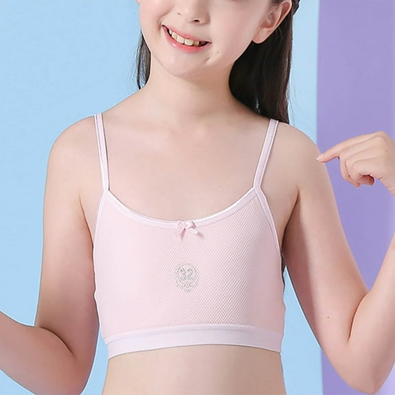 Girl's Cotton Underwear Bras Development Student Period Base Layer Cami Cropped Training Bra Girl's Sport Bra L