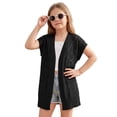 thumbnail image 1 of Girl's Crochet Sheer Open Front Swim Cover Up Short Sleeve Summer Beach Kimono Swimsuits, 1 of 8