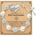 thumbnail image 1 of Girl's Cross Bracelet, Catholic Jewelry Gift for Kids Daughter Goddaughter Granddaughter 6+2 Inches, 1 of 5