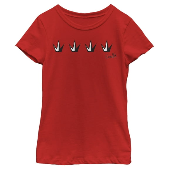 Girl's Cruella Crowns Logo  Graphic Tee Red X Small