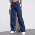 thumbnail image 1 of Girl's Cute Baggy Wide Leg Jeans Elastic High Waisted Denim Pants Bottoms With Pockets, 1 of 6