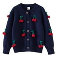 thumbnail image 1 of Girl's Cute Cardigan Sweaters Open Front Long Sleeve Knit Sweater Lightweight Coat Tops Navy 7Y, 1 of 9
