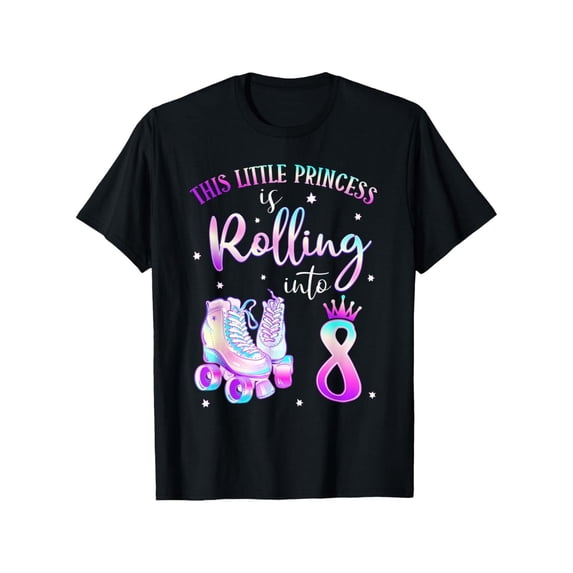 Girl's Cute Princess 8th Birthday Roller Skate T-Shirt