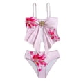 thumbnail image 1 of Girl's Cute Two Piece Bikini Sets Ruffle Peplum Shell High Waisted Ribbed Swimsuit Textured Kids Tankini Girls Rash Guard Swimsuit, 1 of 9
