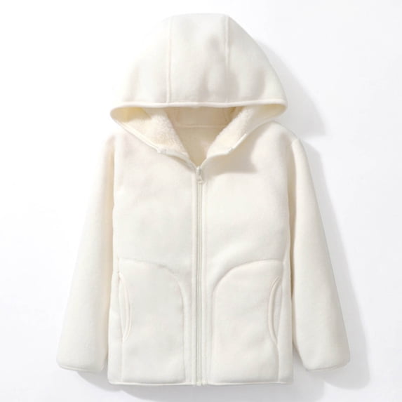 Girl's Cute Zip Up Fuzzy Fleece Jacket Size 3-17 Casual Long Sleeve Sherpa Hoodie with Pockets Trendy Winter Warm Solid Color St and Color Jackets