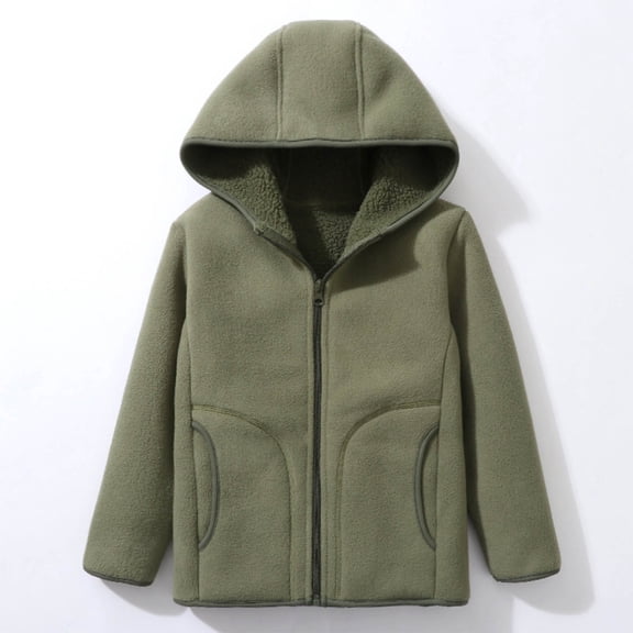 Girl's Cute Zip Up Fuzzy Fleece Jacket Size 3-17 Casual Long Sleeve Sherpa Hoodie with Pockets Trendy Winter Warm Solid Color St and Color Jackets