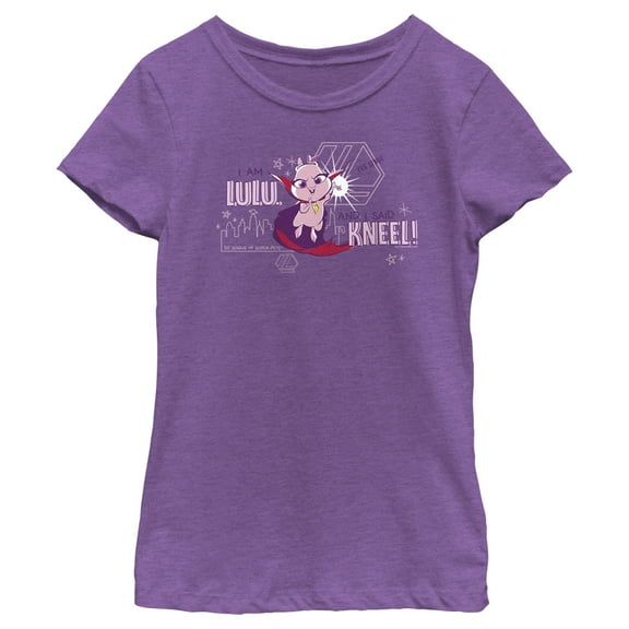 Girl's DC League of Super-Pets I am Lulu and I Said Kneel Cartoon  Graphic Tee Purple Berry Large