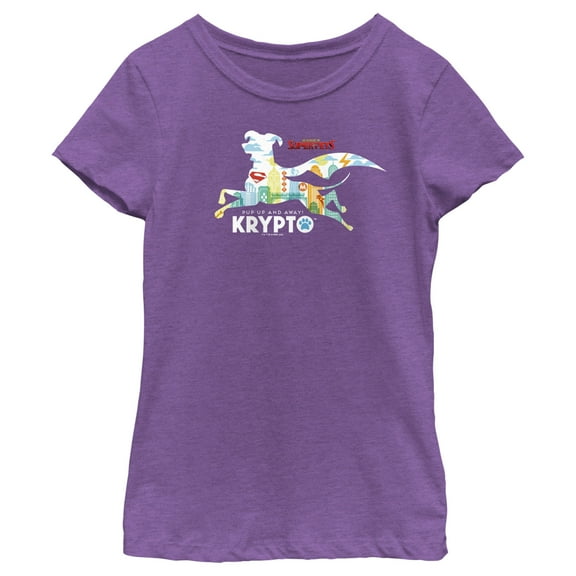 Girl's DC League of Super-Pets Krypto Silhouette Graphic Tee Purple Berry Medium