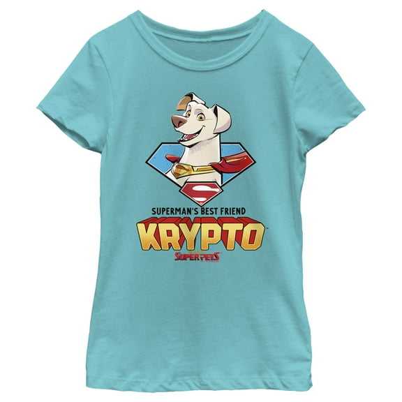 Girl's DC League of Super-Pets Krypto Superman's Best Friend Graphic Tee Tahiti Blue Medium