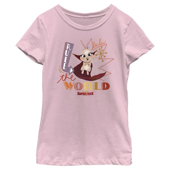 Girl's DC League of Super-Pets Lulu Rule The World  Graphic Tee Light Pink Large