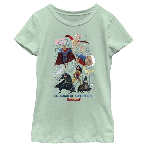 Girl's DC League of Super-Pets Super Squad  Graphic Tee Mint Medium