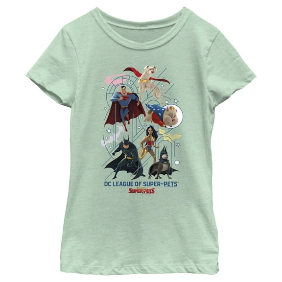 Girl's DC League of Super-Pets Super Squad  Graphic Tee Mint X Small