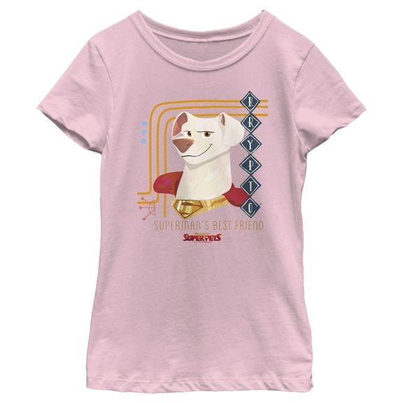 Girl's DC League of Super-Pets Superman's Best Friend Krypto Graphic Tee Light Pink Large