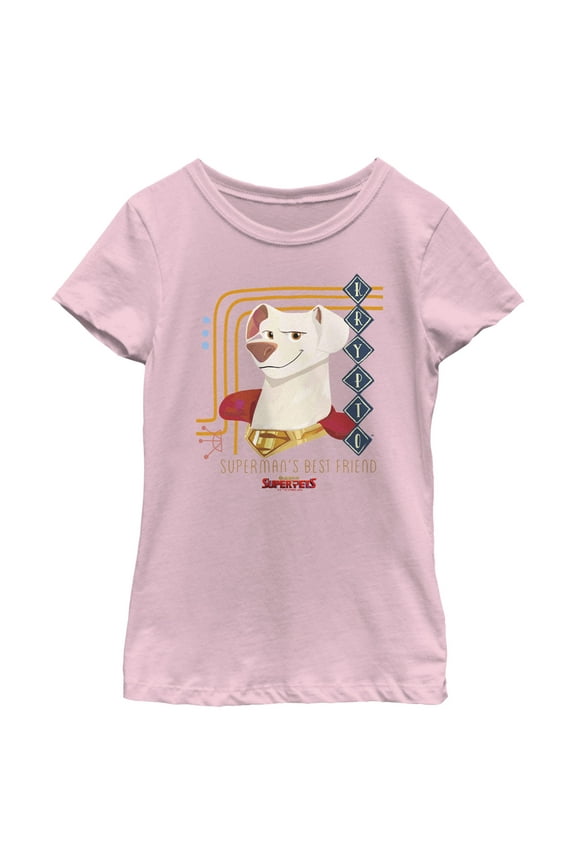 Girl's DC League of Super-Pets Superman's Best Friend Krypto Graphic Tee Light Pink Small