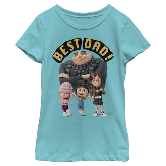 Girl's Despicable Me Best Dad Gru Graphic Tee Tahiti Blue Large