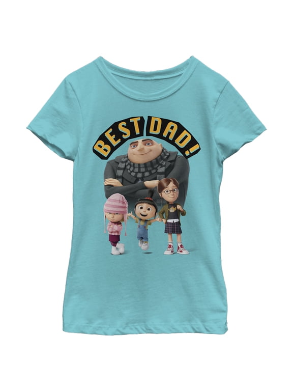 Girl's Despicable Me Best Dad Gru Graphic Tee Tahiti Blue Medium