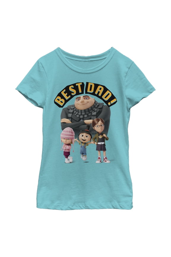 Girl's Despicable Me Best Dad Gru Graphic Tee Tahiti Blue Medium