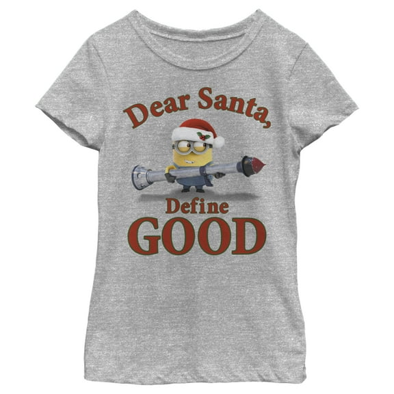Girl's Despicable Me Christmas Minions Dear Santa  Graphic Tee Athletic Heather Large