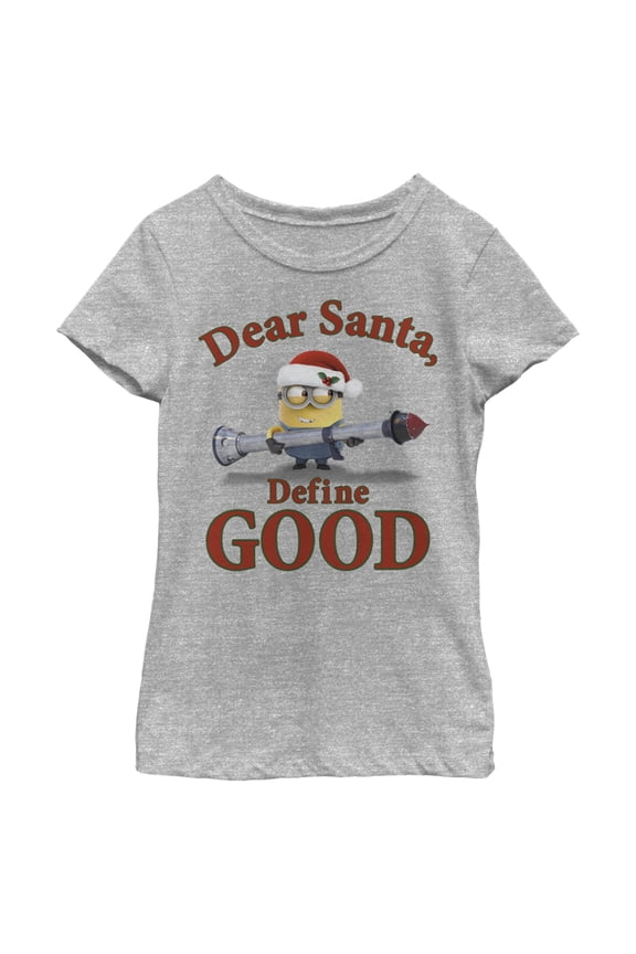 Girl's Despicable Me Christmas Minions Dear Santa Graphic Tee Athletic Heather X Large