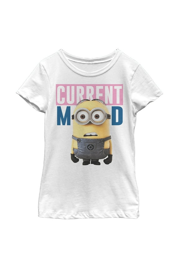 Girl's Despicable Me Current Mood Minion  Graphic Tee White Large