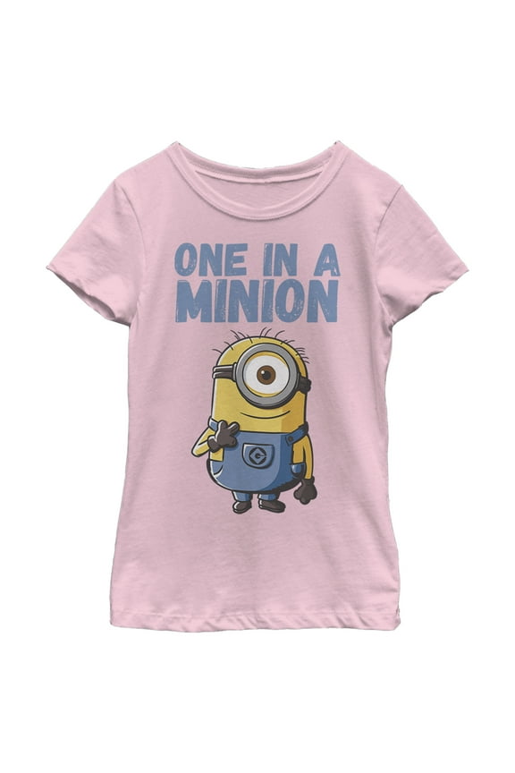 Girl's Despicable Me Cute One in a Minion Graphic Tee Light Pink Large