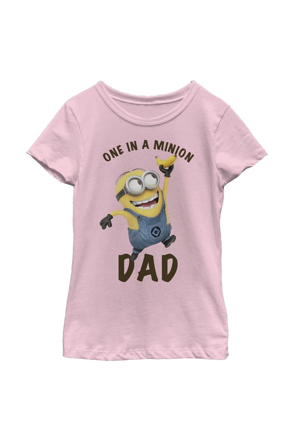 Girl's Despicable Me Dave One in a Minion Dad Graphic Tee Light Pink X Large
