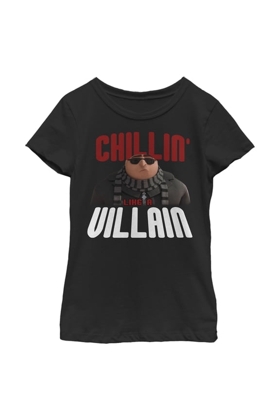 Girl's Despicable Me Gru Chillin' Like a Villain Graphic Tee Black Medium