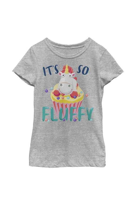Girl's Despicable Me It's So Fluffy Unicorn Cupcake Graphic Tee Athletic Heather X Small