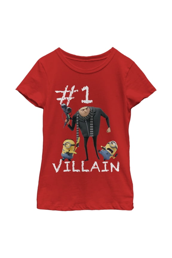 Girl's Despicable Me Minions #1 Villain  Graphic Tee Red Medium