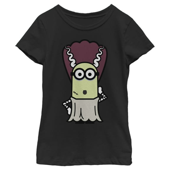 Girl's Despicable Me Minions Bride Of Frankenstein Pose  Graphic Tee Black Large