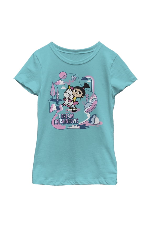 Girl's Despicable Me Minions Dream In Rainbows  Graphic Tee Tahiti Blue Large