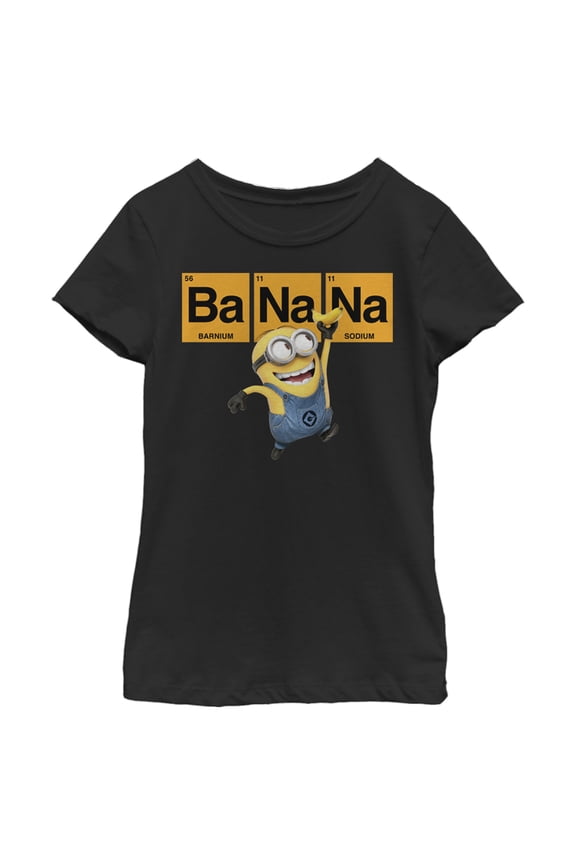 Girl's Despicable Me Minions Elements  Graphic Tee Black Large