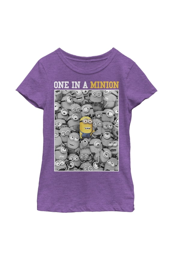 Girl's Despicable Me Minions One In A Minion Color Pop Out  Graphic Tee Purple Berry Medium