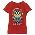 thumbnail image 1 of Girl's Despicable Me Minions Please Don'T Make Me Do Stuff  Graphic Tee Red X Small, 1 of 4