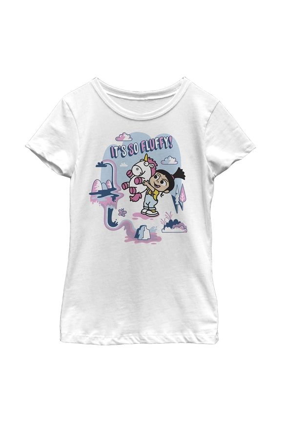 Girl's Despicable Me Minions So Fluffy Unicorn Rainbow  Graphic Tee White Large