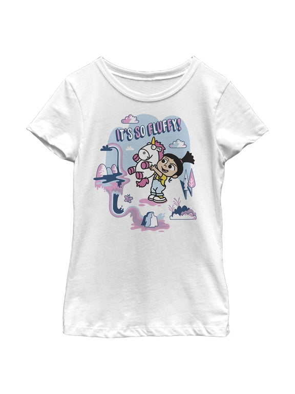 Girl's Despicable Me Minions So Fluffy Unicorn Rainbow Graphic Tee White Medium