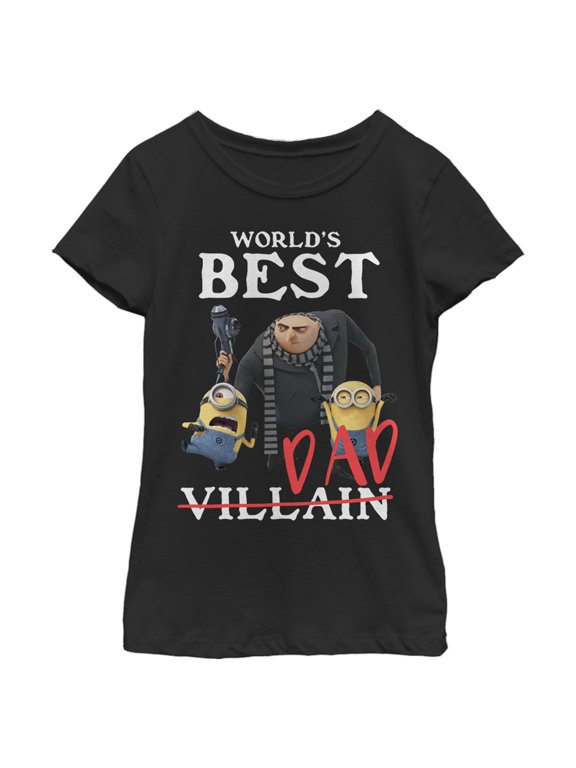 Girl's Despicable Me Minions Worlds Best Dad Graphic Tee Black Large