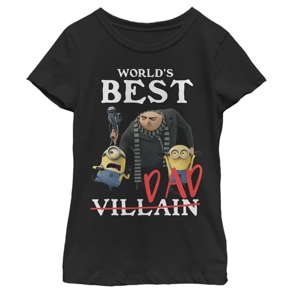 Girl's Despicable Me Minions Worlds Best Dad Graphic Tee Black Small