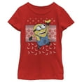 thumbnail image 1 of Girl's Despicable Me Ugly Christmas Minons Banana Graphic Tee Red Medium, 1 of 4