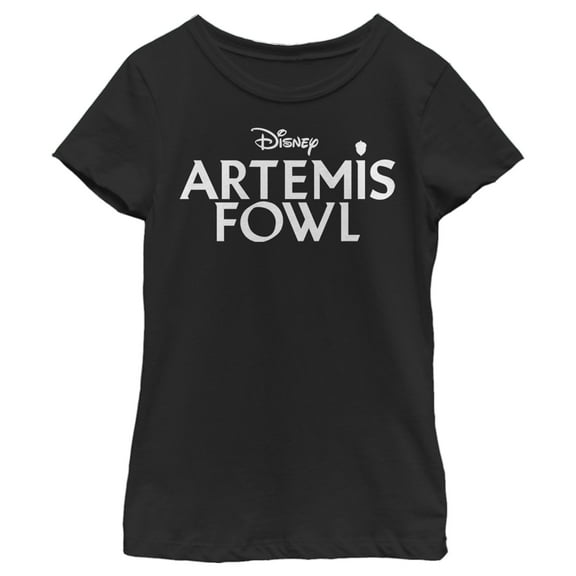 Girl's Disney Artemis Fowl Classic Text Logo  Graphic Tee Black Small