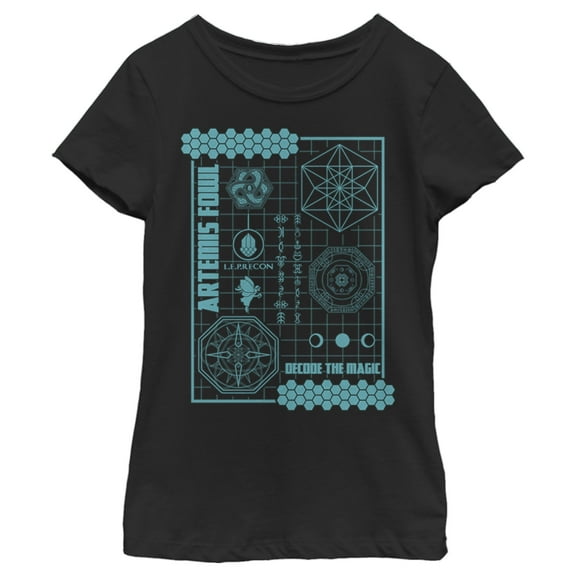 Girl's Disney Artemis Fowl Decode the Magic  Graphic Tee Black Medium