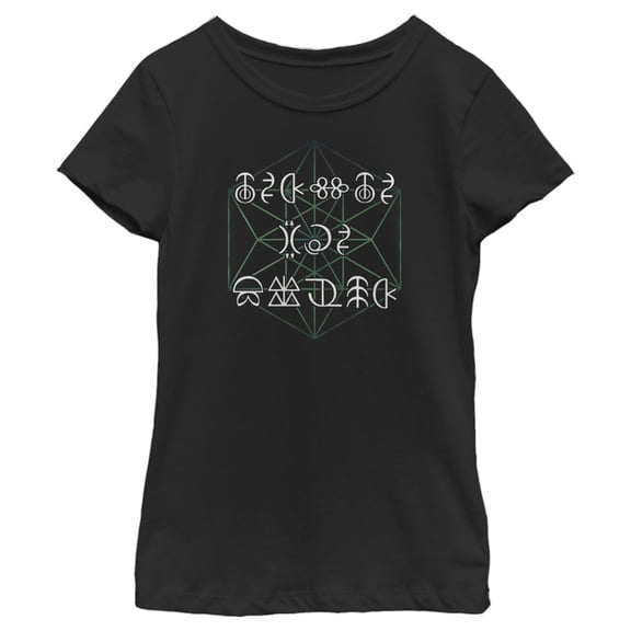 Girl's Disney Artemis Fowl Gnommish Secret Language Graphic Tee Black Small