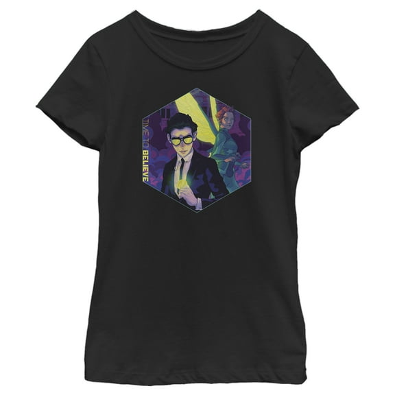 Girl's Disney Artemis Fowl Hexagon Frame  Graphic Tee Black X Large