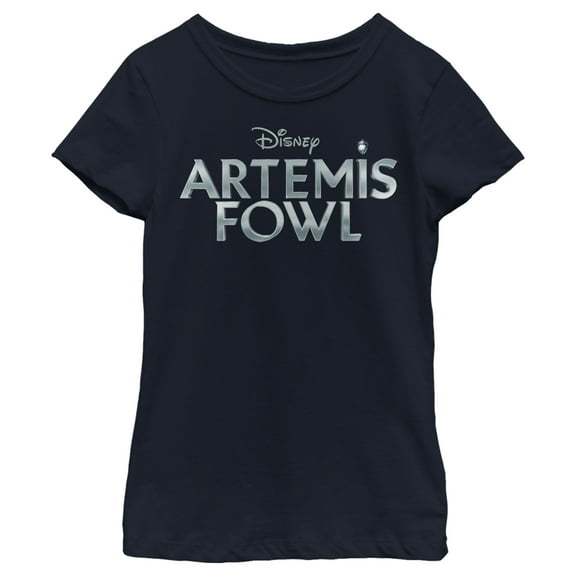 Girl's Disney Artemis Fowl Shimmer Logo Graphic Tee Navy Blue X Small