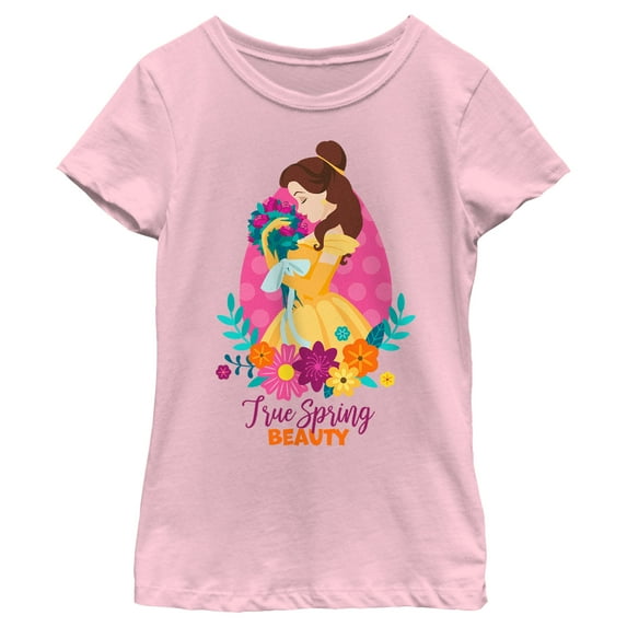 Girl's Disney Belle True Spring Beauty Graphic Tee Light Pink Medium