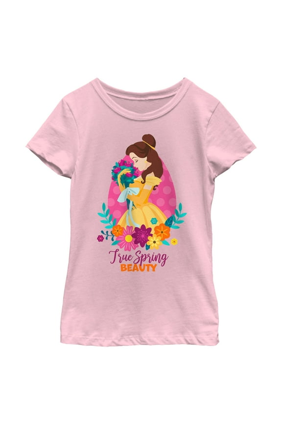 Girl's Disney Belle True Spring Beauty  Graphic Tee Light Pink X Small